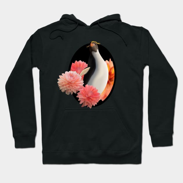 Macaroni Penguin & Dahlia Flowers Hoodie by C. M. Manfredi’s Emporium of Wonders 